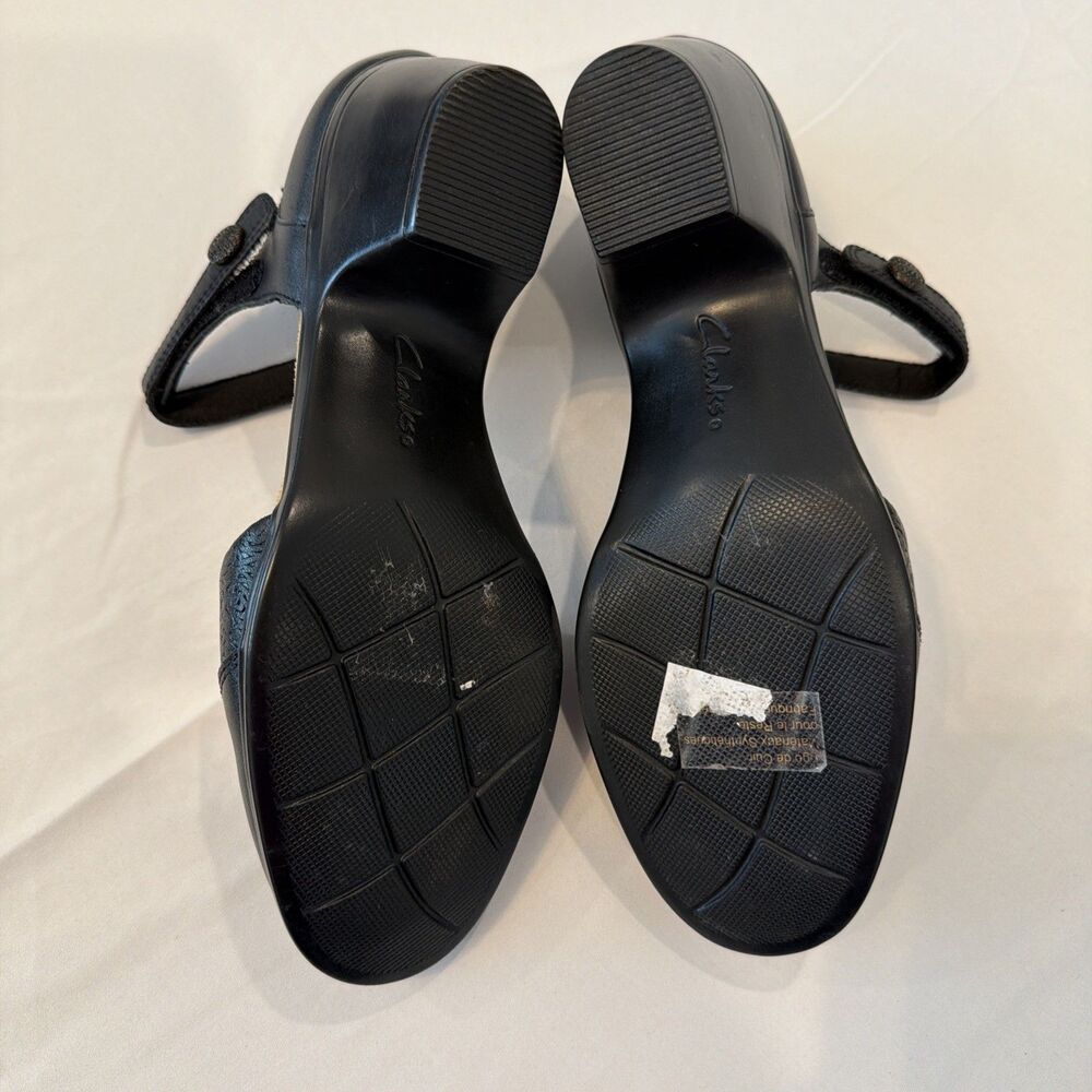 Clarks Womens Sz 9.5 US 41 EU Emily 2 Ketra Black Ankle Strap Heels 7730304 EUC - Picture 8 of 14
